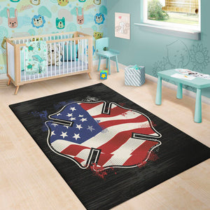 American Firefighter Emblem Print Area Rug