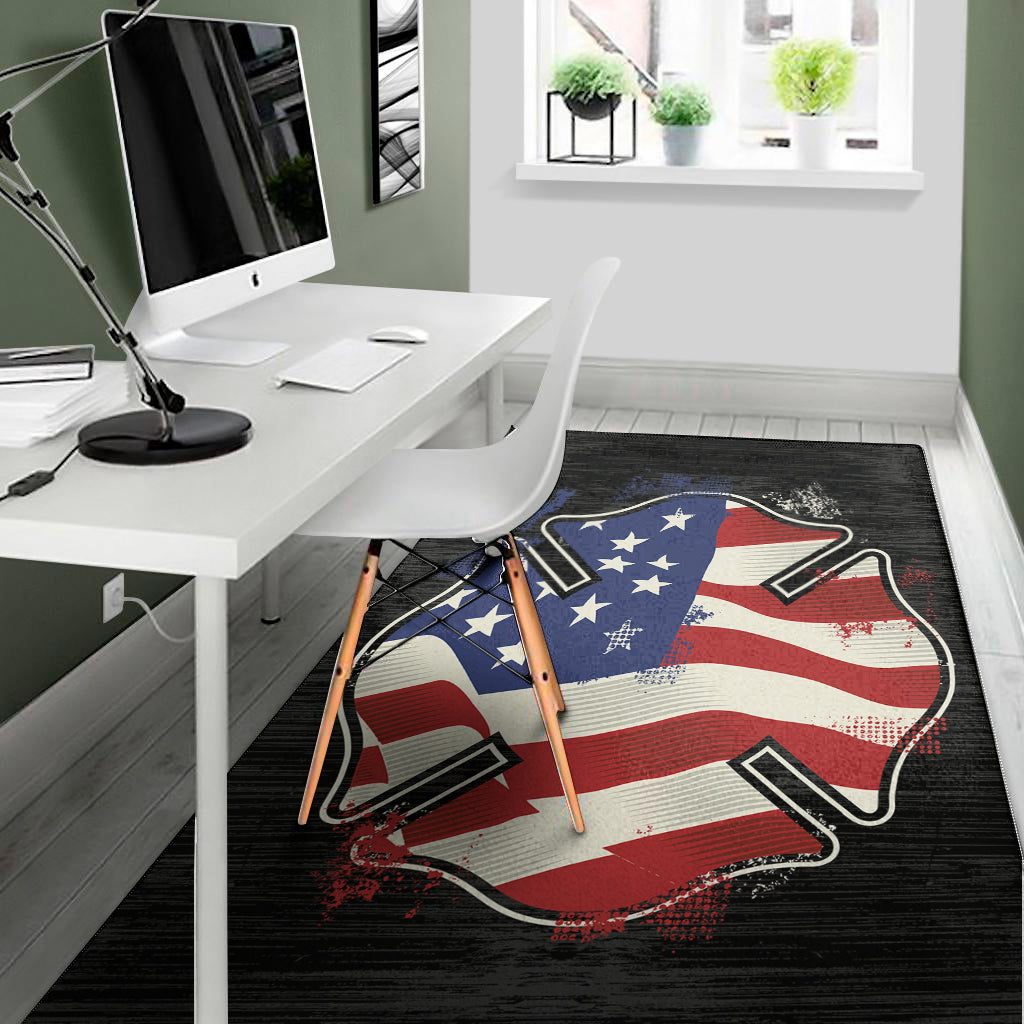 American Firefighter Emblem Print Area Rug