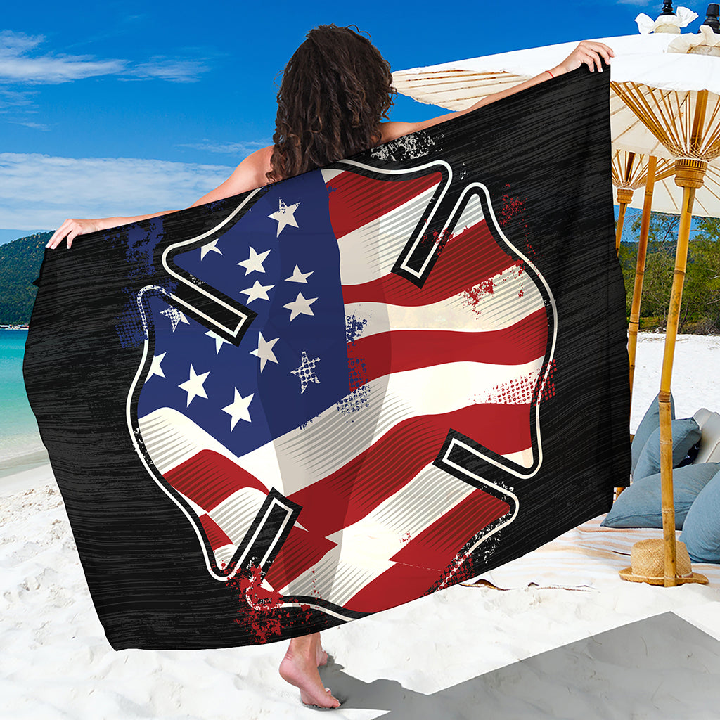 American Firefighter Emblem Print Beach Sarong Wrap