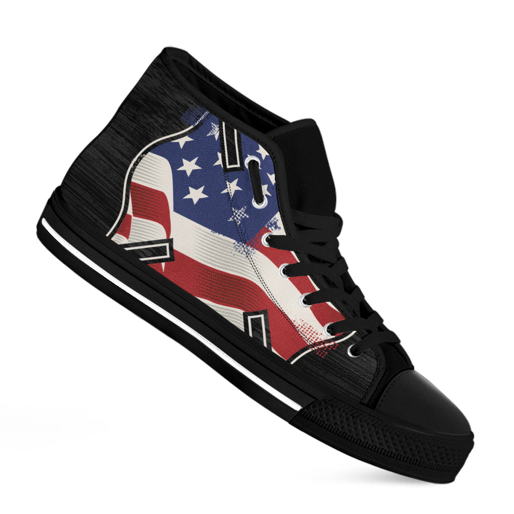 American Firefighter Emblem Print Black High Top Shoes