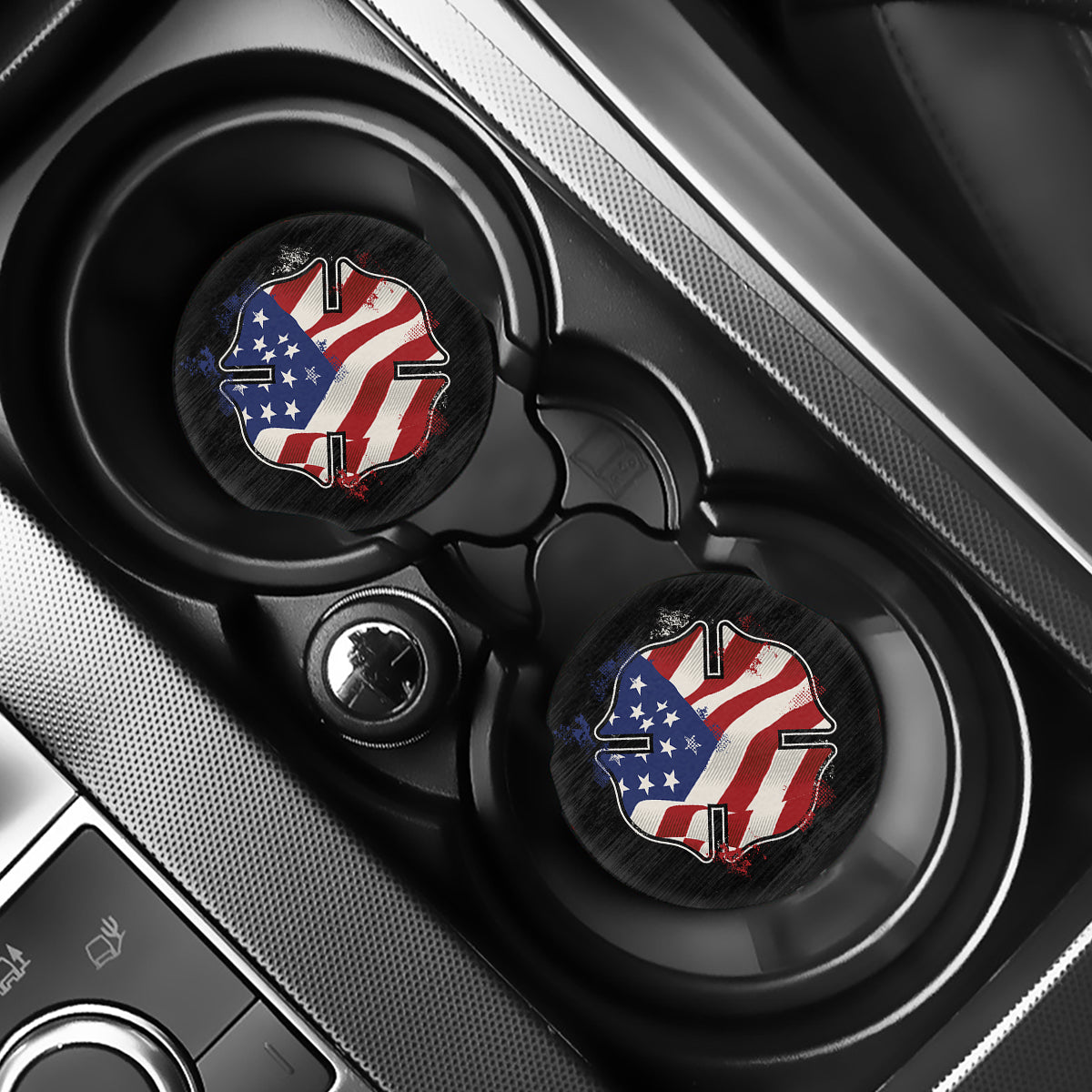American Firefighter Emblem Print Car Coasters