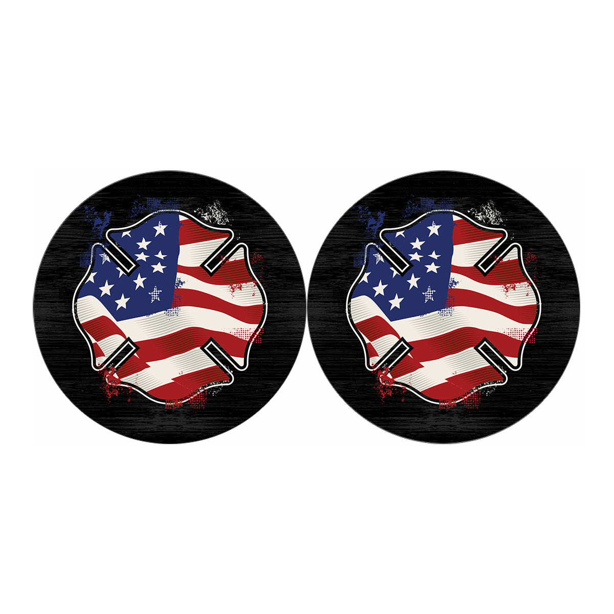 American Firefighter Emblem Print Car Coasters