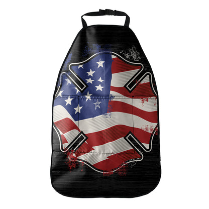 American Firefighter Emblem Print Car Seat Organizers