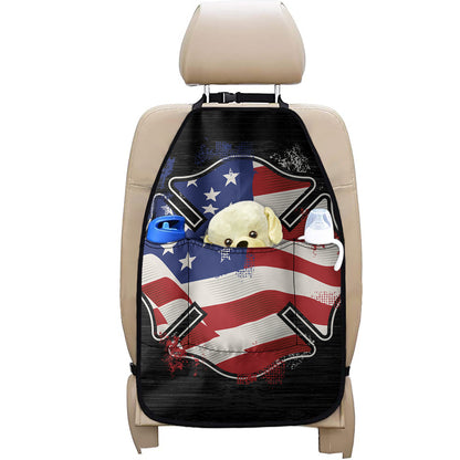 American Firefighter Emblem Print Car Seat Organizers