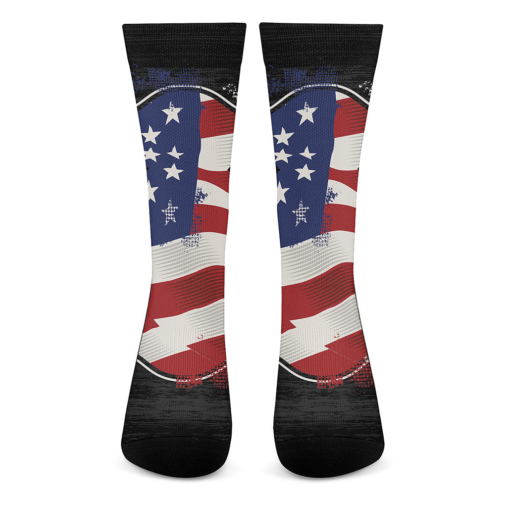 American Firefighter Emblem Print Crew Socks