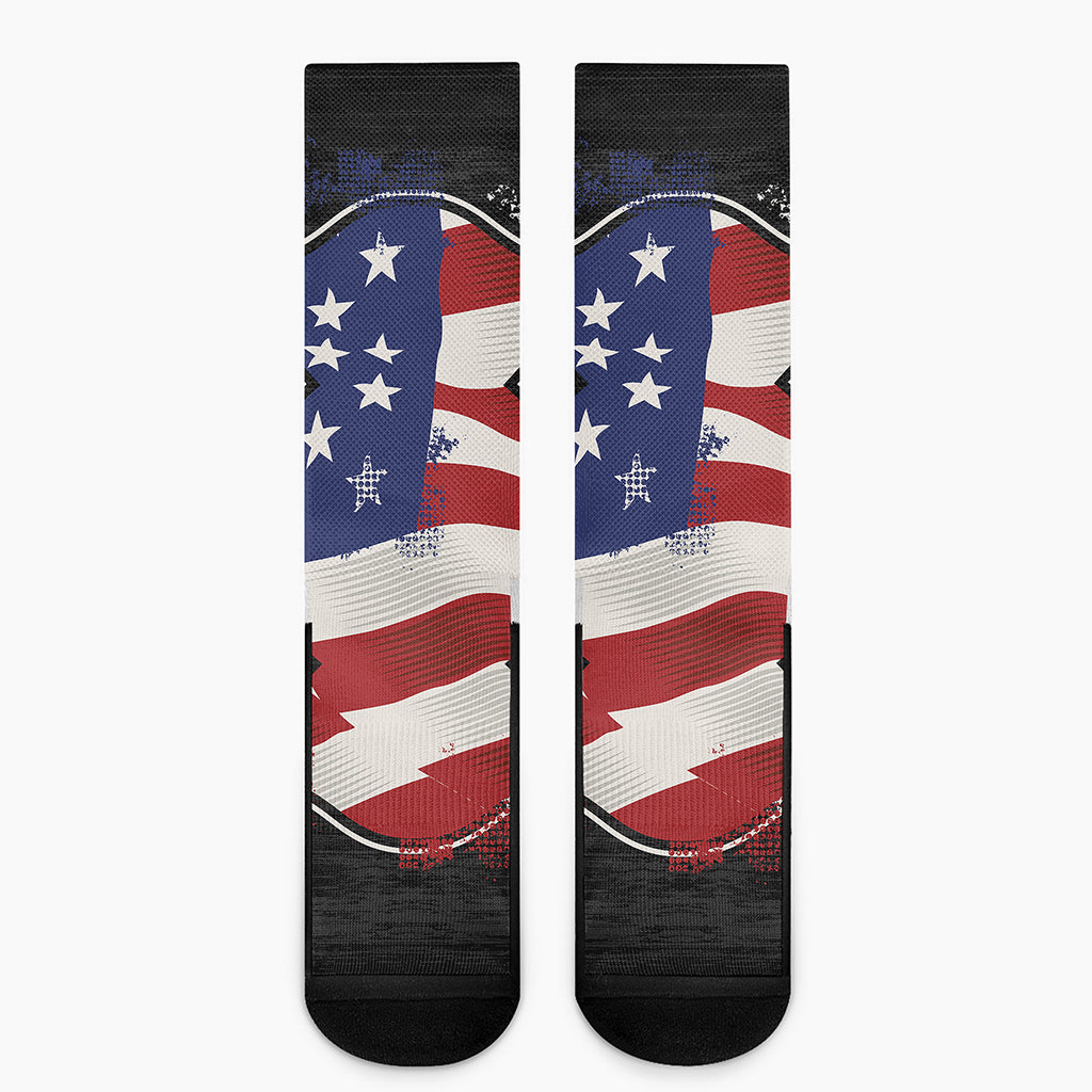 American Firefighter Emblem Print Crew Socks