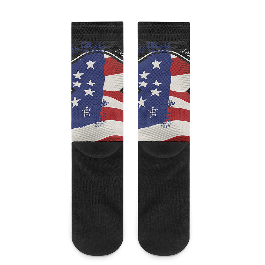 American Firefighter Emblem Print Crew Socks