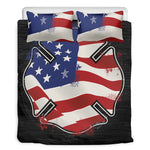 American Firefighter Emblem Print Duvet Cover Bedding Set