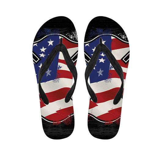 American Firefighter Emblem Print Flip Flops