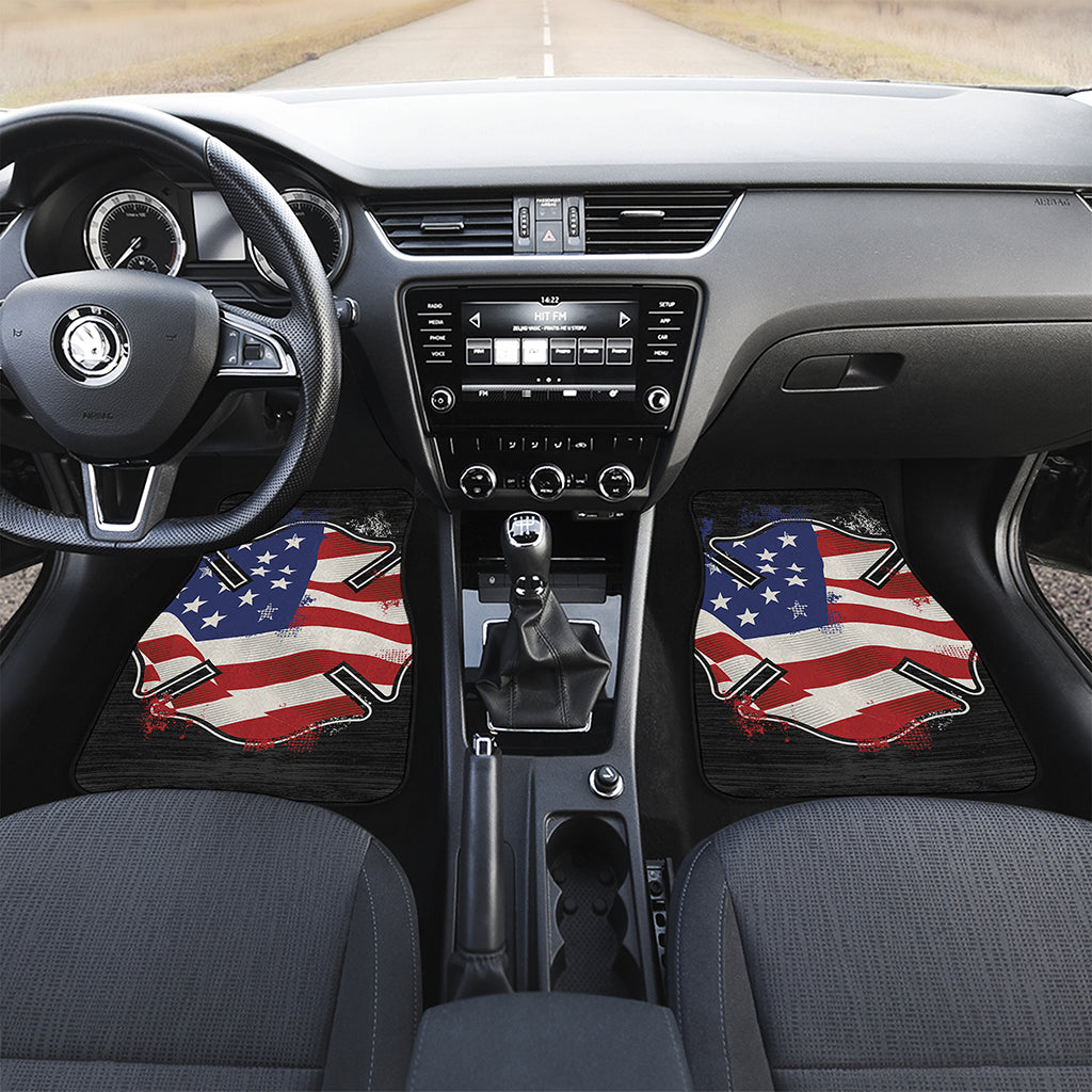 American Firefighter Emblem Print Front and Back Car Floor Mats