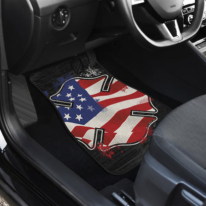 American Firefighter Emblem Print Front Car Floor Mats