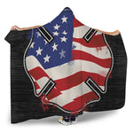 American Firefighter Emblem Print Hooded Blanket