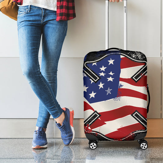 American Firefighter Emblem Print Luggage Cover