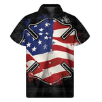 American Firefighter Emblem Print Men's Short Sleeve Shirt