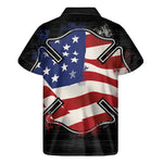 American Firefighter Emblem Print Men's Short Sleeve Shirt