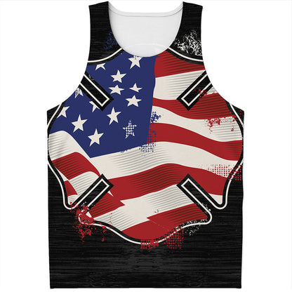 American Firefighter Emblem Print Men's Tank Top
