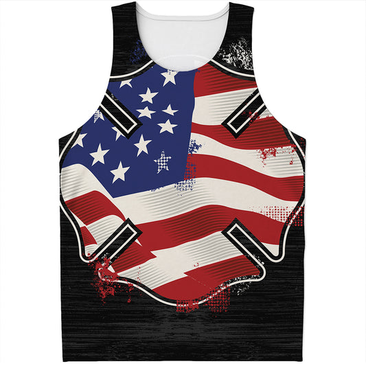 American Firefighter Emblem Print Men's Tank Top
