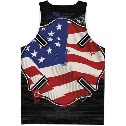 American Firefighter Emblem Print Men's Tank Top