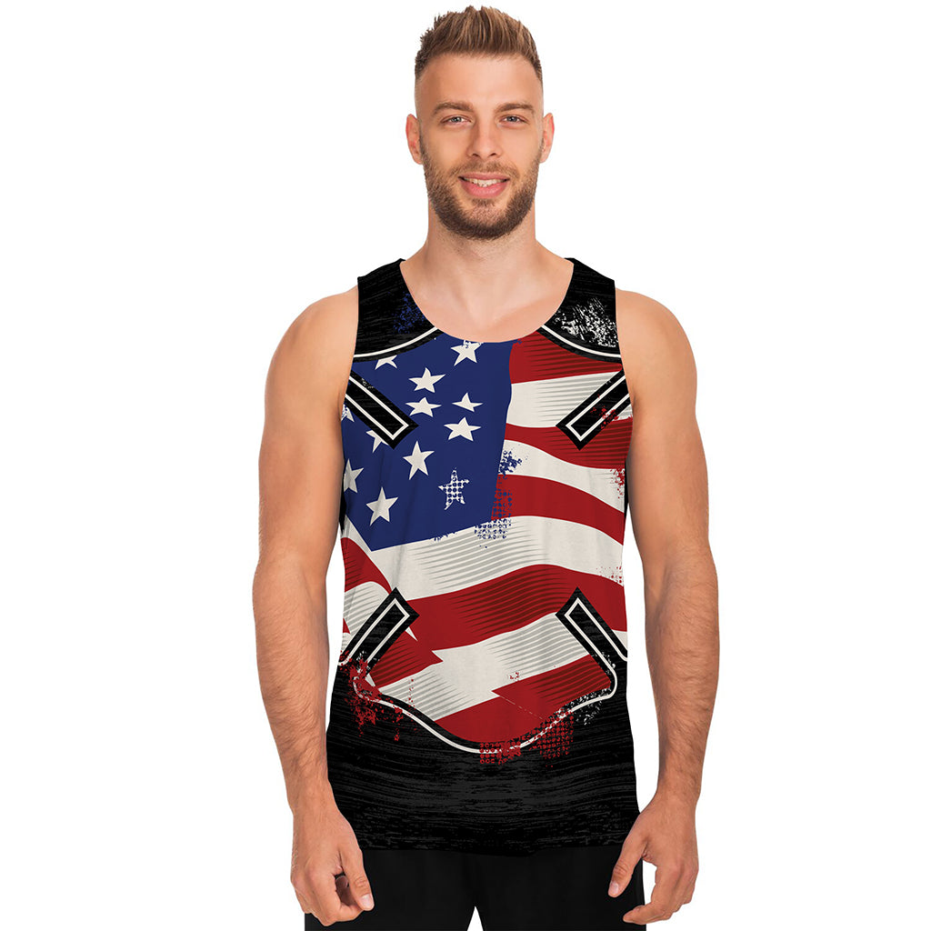 American Firefighter Emblem Print Men's Tank Top