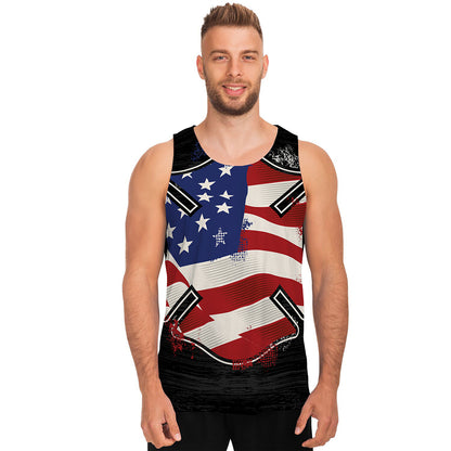 American Firefighter Emblem Print Men's Tank Top
