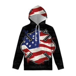 American Firefighter Emblem Print Pullover Hoodie