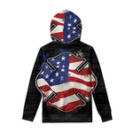 American Firefighter Emblem Print Pullover Hoodie