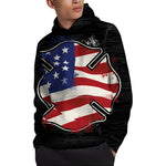 American Firefighter Emblem Print Pullover Hoodie