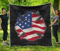American Firefighter Emblem Print Quilt