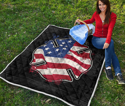 American Firefighter Emblem Print Quilt