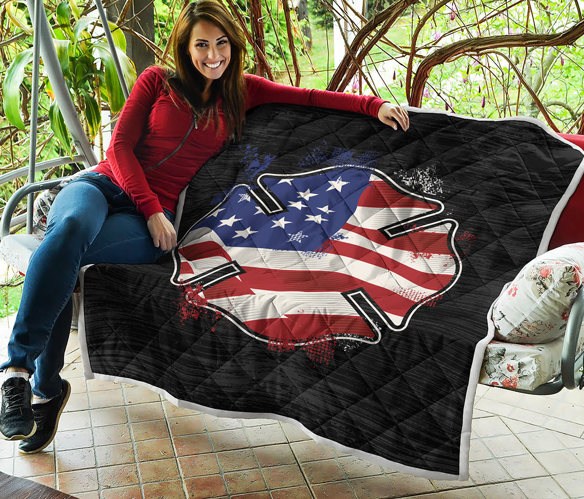American Firefighter Emblem Print Quilt