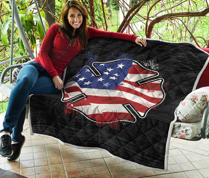 American Firefighter Emblem Print Quilt