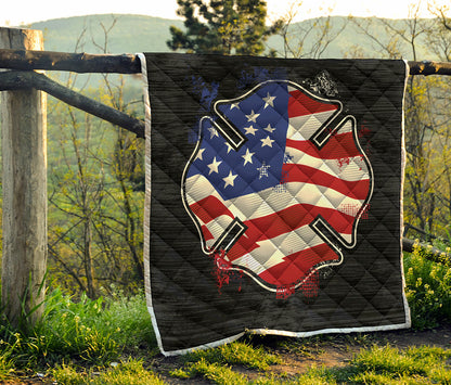 American Firefighter Emblem Print Quilt