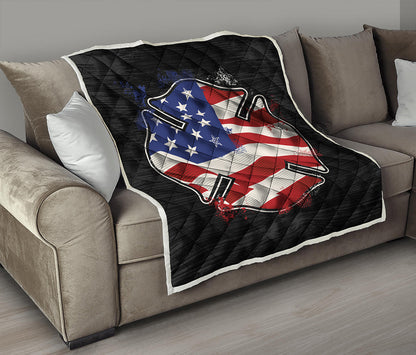 American Firefighter Emblem Print Quilt