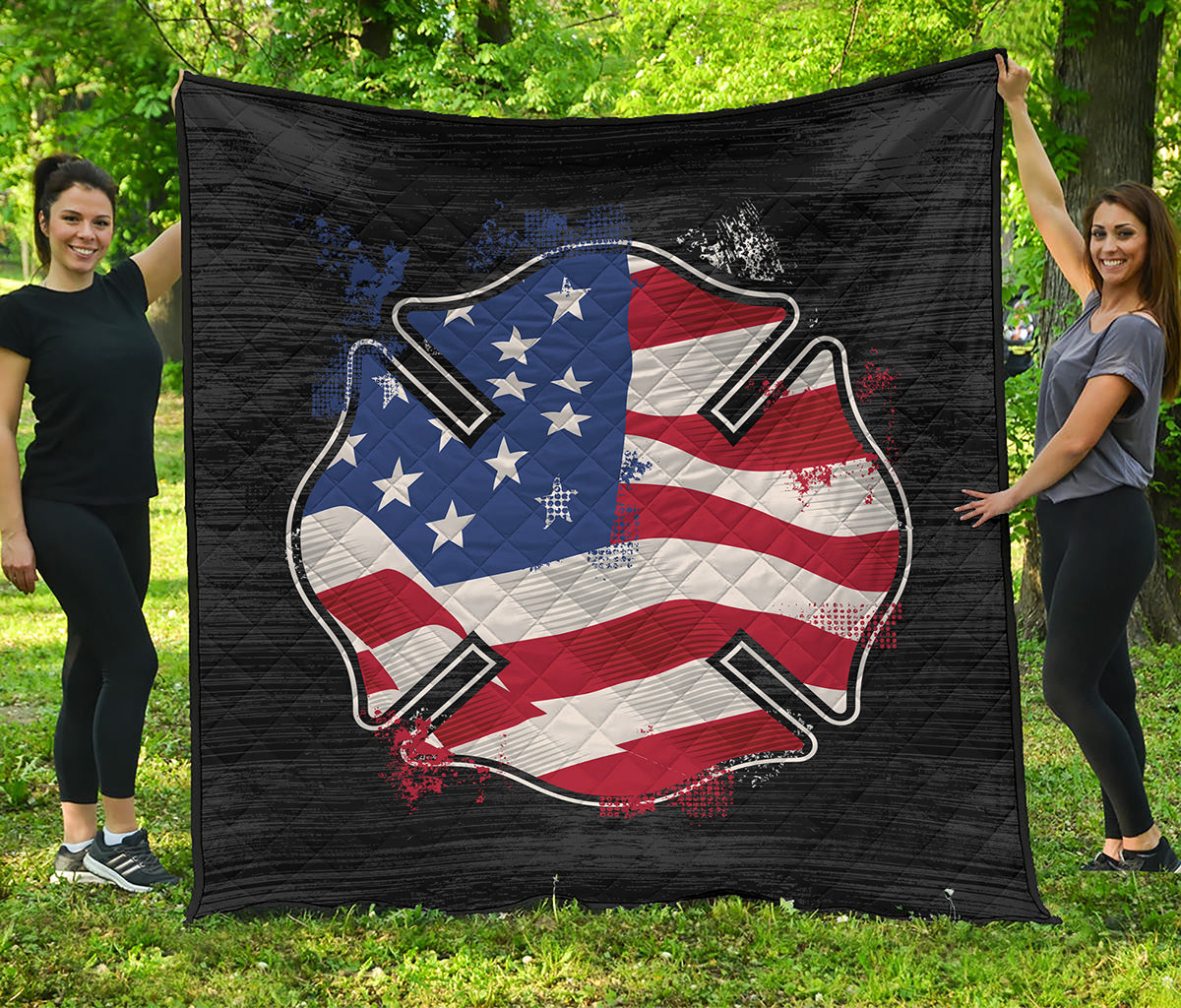 American Firefighter Emblem Print Quilt
