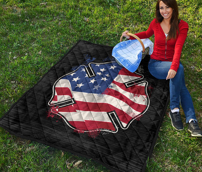 American Firefighter Emblem Print Quilt