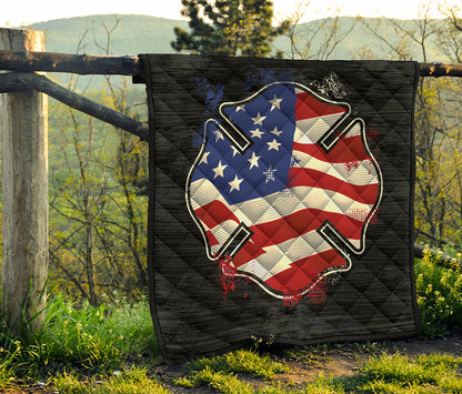 American Firefighter Emblem Print Quilt