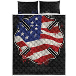 American Firefighter Emblem Print Quilt Bed Set