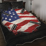American Firefighter Emblem Print Quilt Bed Set