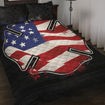 American Firefighter Emblem Print Quilt Bed Set