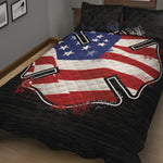 American Firefighter Emblem Print Quilt Bed Set