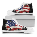 American Firefighter Emblem Print White High Top Shoes