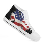 American Firefighter Emblem Print White High Top Shoes