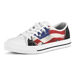 American Firefighter Emblem Print White Low Top Shoes