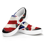American Firefighter Emblem Print White Slip On Shoes