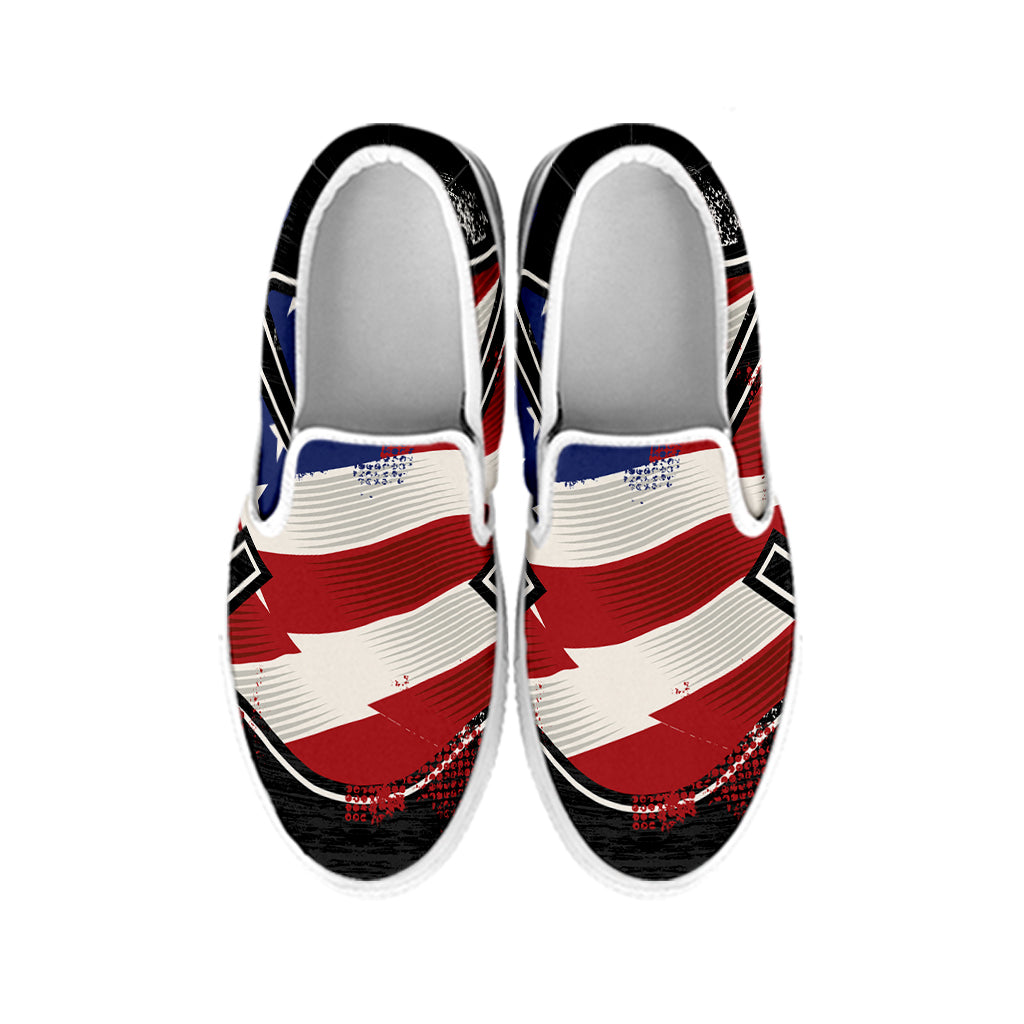 American Firefighter Emblem Print White Slip On Shoes