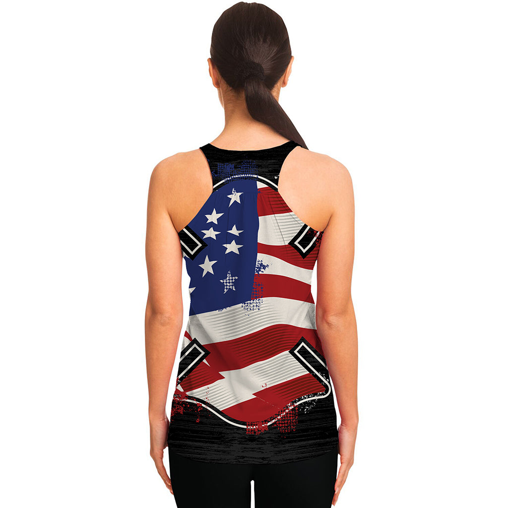 American Firefighter Emblem Print Women's Racerback Tank Top