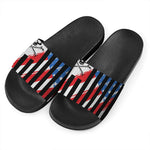 American Flag Freedom Life Print Black Slide Sandals