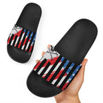 American Flag Freedom Life Print Black Slide Sandals