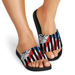 American Flag Freedom Life Print Black Slide Sandals