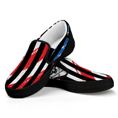 American Flag Freedom Life Print Black Slip On Shoes